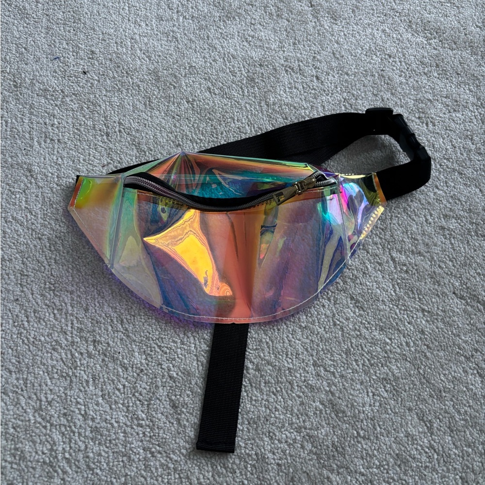 Holographic Fanny Pack with Black Strap